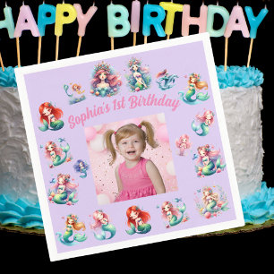 Serviette En Papier Mermaids Under the Sea Photo Party Anniversaire de