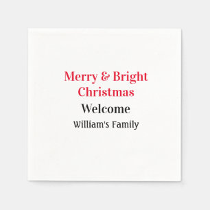 Serviette En Papier Merry Bright Christmas ajouter nom de famille bien