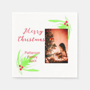 Serviette En Papier Merry Bright Christmas ajouter nom de famille bien