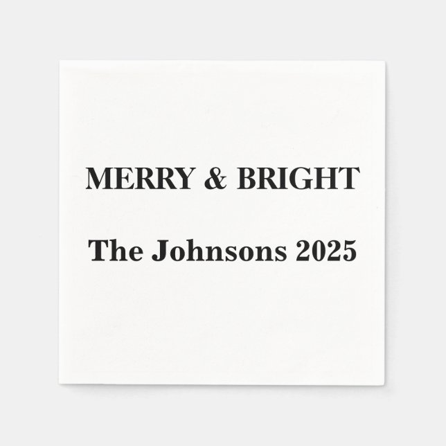 Serviette En Papier Merry & Bright Custom Napkins - Noël 2025 (Devant)