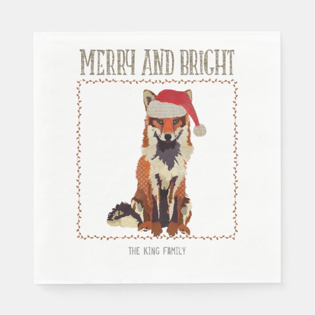 Serviette En Papier Merry & Bright Fox Napkin (Devant)