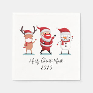 Serviette En Papier Merry Christ Mask Quarantine 2020 Père Noël Reinde
