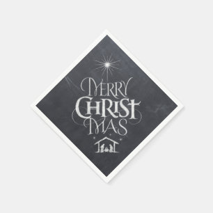 Serviette En Papier Merry CHRISTmas Christian Chalkboard Calligraphie