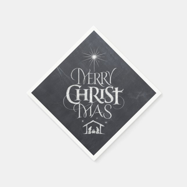 Serviette En Papier Merry CHRISTmas Christian Chalkboard Calligraphie (Coin)