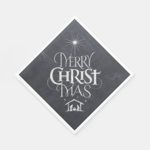 Serviette En Papier Merry CHRISTmas Christian Chalkboard Calligraphie
