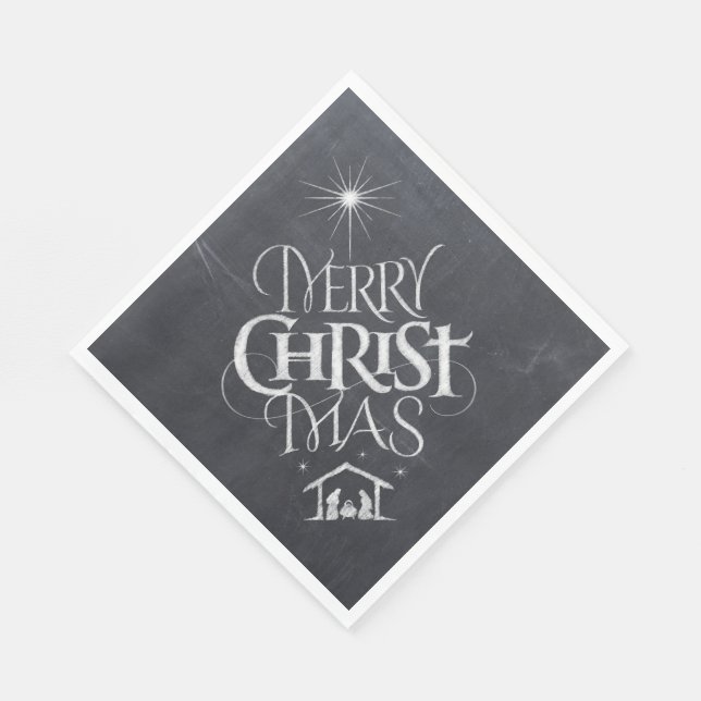 Serviette En Papier Merry CHRISTmas Christian Chalkboard Calligraphie (Coin)