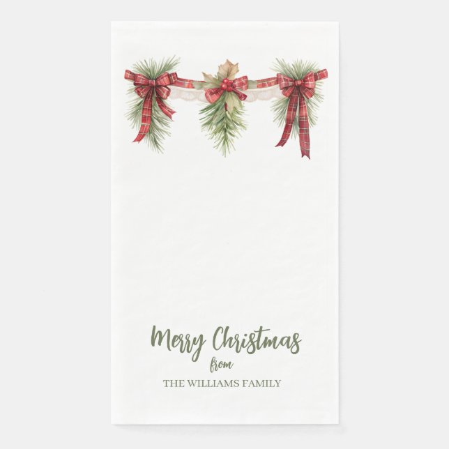 Serviette En Papier Merry Christmas Garland Paper Guest Towels (Devant)