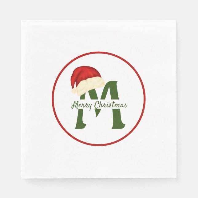 Serviette En Papier Merry Christmas Monogram Paper Napkin (Devant)