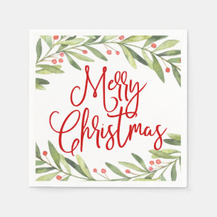 Serviette En Papier Merry Christmas Wreath Holiday Cocktail Party