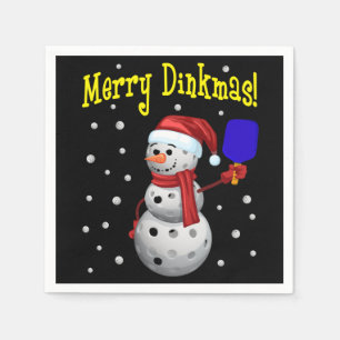Serviette En Papier Merry Dinkmas - Pickleball Snowman