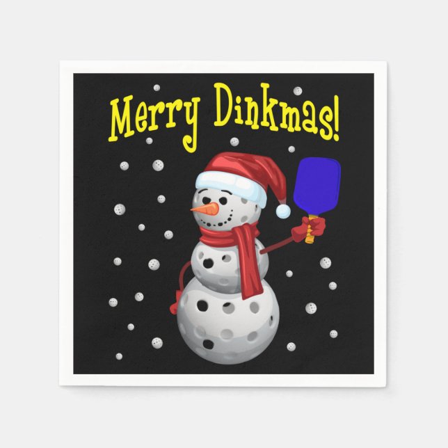 Serviette En Papier Merry Dinkmas - Pickleball Snowman (Devant)
