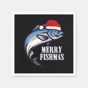 Serviette En Papier Merry Fishmas Fishing Fishermen Venin de Christma