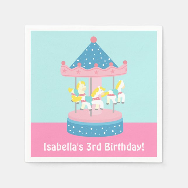 Serviette En Papier Merry Go Round Carousel Anniversaire Fournitures d (Devant)