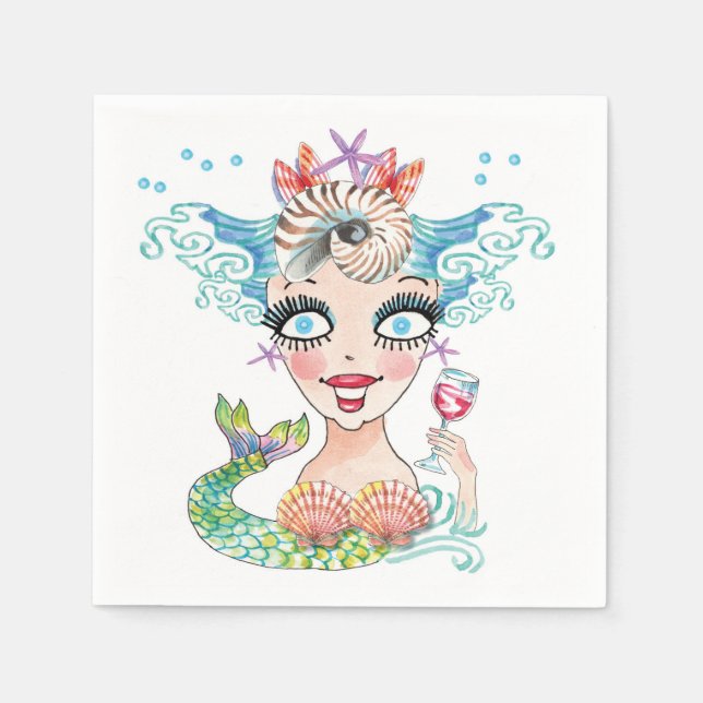 Serviette En Papier Merry Mermaid Papier Napkin (Devant)