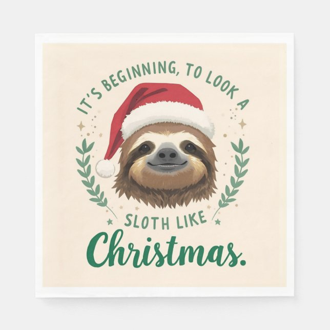 Serviette En Papier Merry Slothmas, Napkins (Devant)