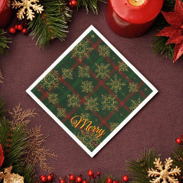Serviette En Papier Merry Steampunk Flocon de neige rouge et vert Tart