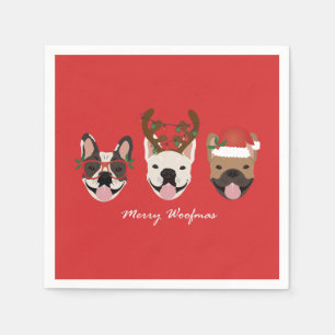 Serviette En Papier Merry Woofmas Têtes de Noël