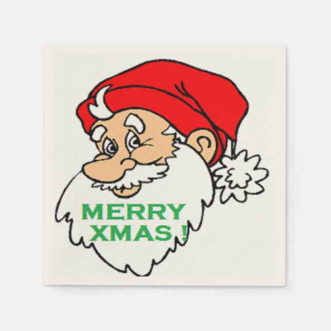 SERVIETTE EN PAPIER "MERRY XMAS" PÈRE NOËL (Devant)