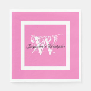 Serviette En Papier Merveilleux Papier Chic Mariage Rose Monogramme Bl