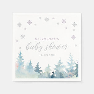 Serviette En Papier Merveilleux Paysage d'Hiver Argent et Violet pour
