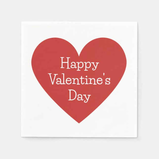 Serviette En Papier Message classique de Saint-Valentin au coeur rouge (Devant)