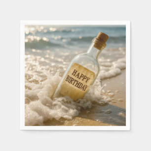 Serviette En Papier Message d'anniversaire dans une bouteille