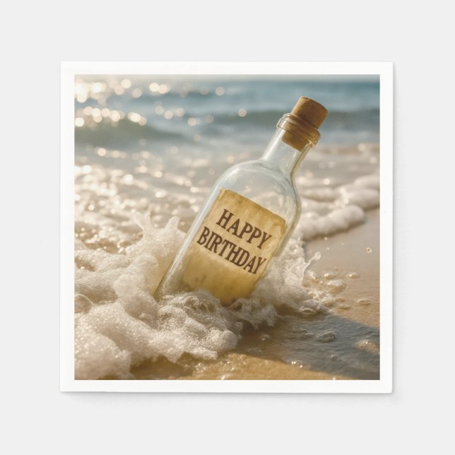 Serviette En Papier Message d'anniversaire dans une bouteille (Devant)