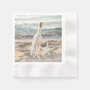 Serviette En Papier Message d'anniversaire heureux en bouteille