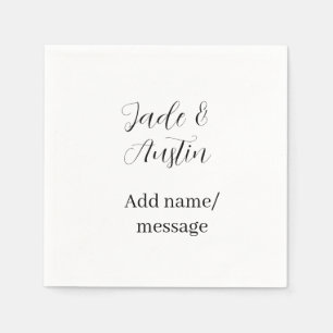 Serviette En Papier message date romantique élégant nom de couple de m