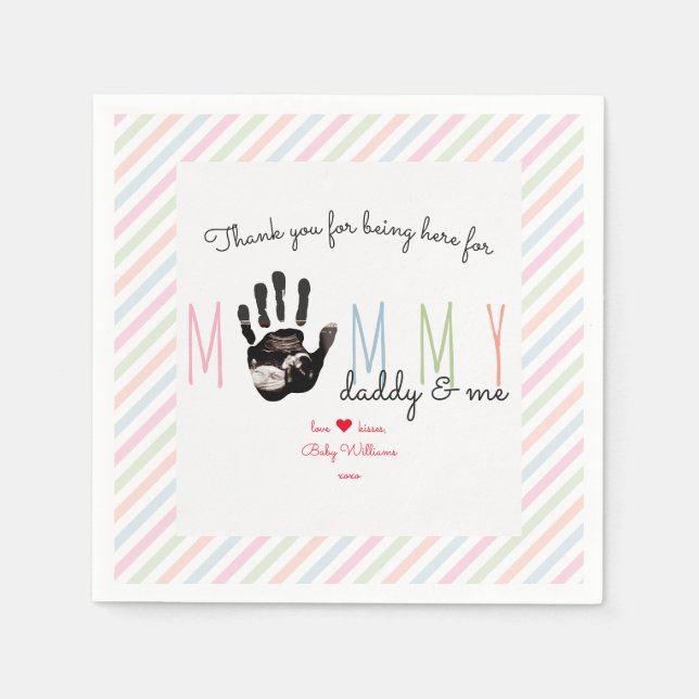 Serviette En Papier Message du Baby shower Bump Ultrasound Cute (Devant)