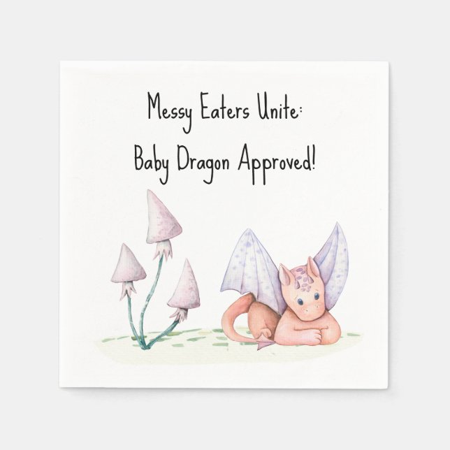 Serviette En Papier Messy Eaters Unite : Baby Dragon Approuvé! (Devant)
