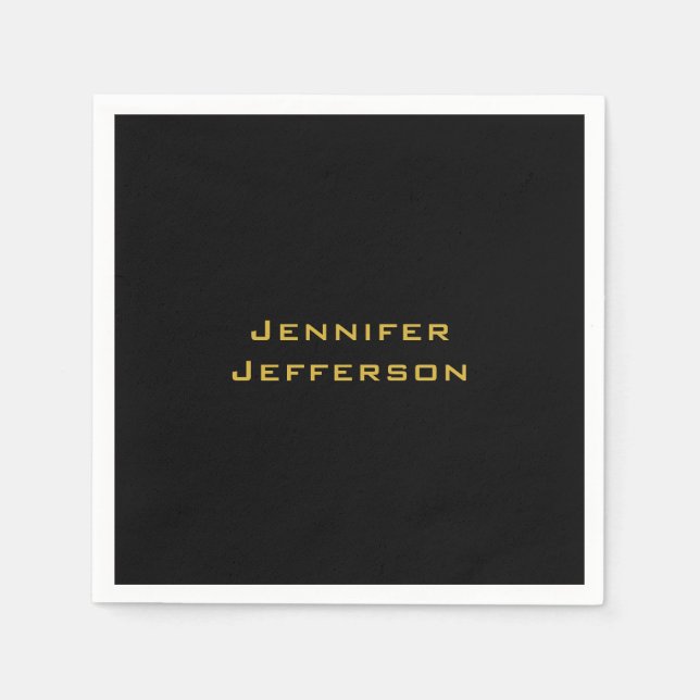 Serviette En Papier Metallic Gold & Black Professional Modern Elegant (Devant)