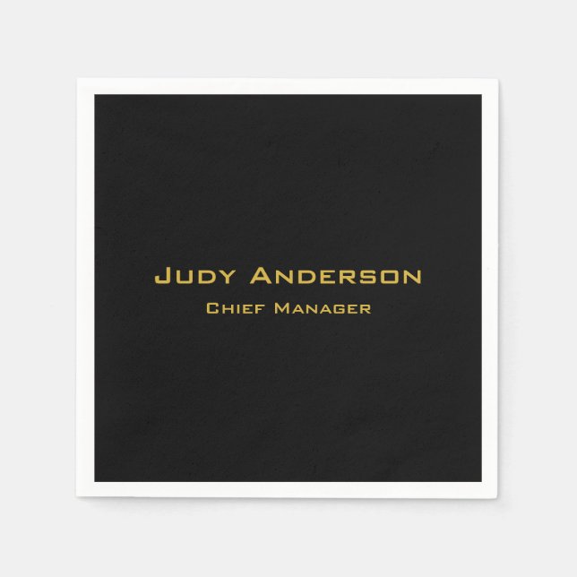 Serviette En Papier Métallique Or & Noir Professionnel Moderne Élégant (Devant)