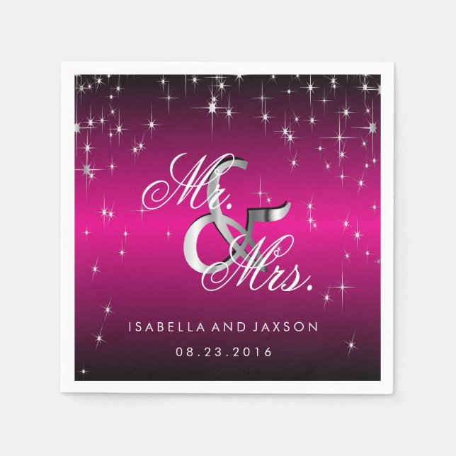 Serviette En Papier Metallo Hot Rose Star Lumières Design (Devant)