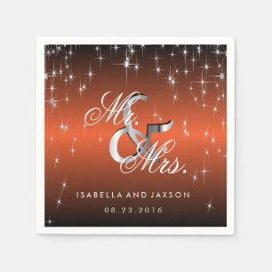 Serviette En Papier Metallo Orange Star Lights Design