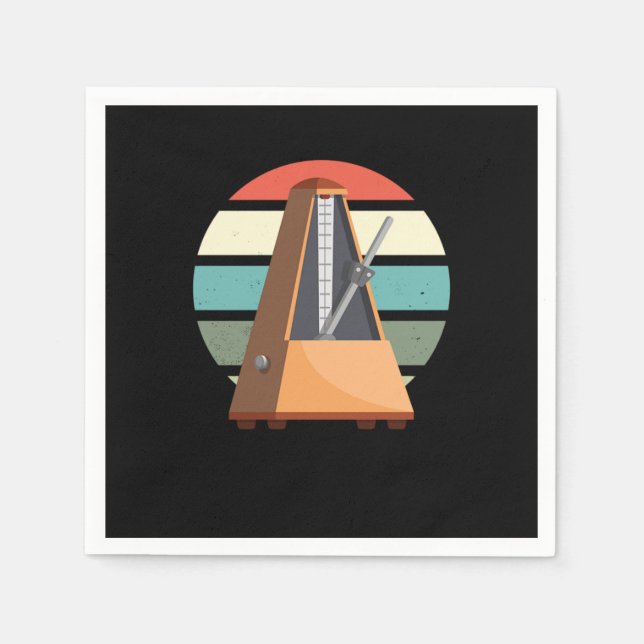 Serviette En Papier Metronome Retro Musicien Musique Piano Player Pian (Devant)