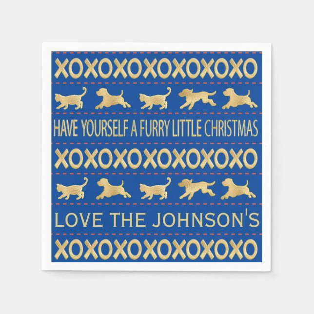 Serviette En Papier Meuble de Noël Marine et or (Devant)