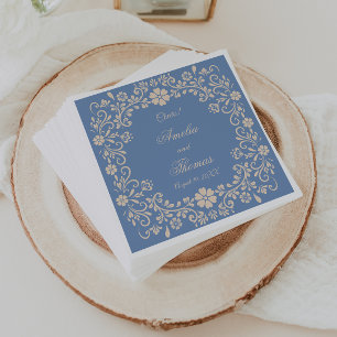 Serviette En Papier Mexicaine Talavera Dusty Mariage bleu