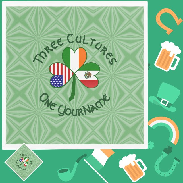 Serviette En Papier Mexique Irlande États-Unis Trèfle Drapeau (Créateur téléchargé)