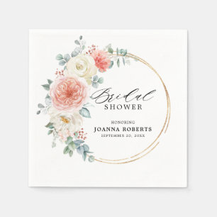 Serviette En Papier Mi-été Peach Pastel Fête des mariées florale rose