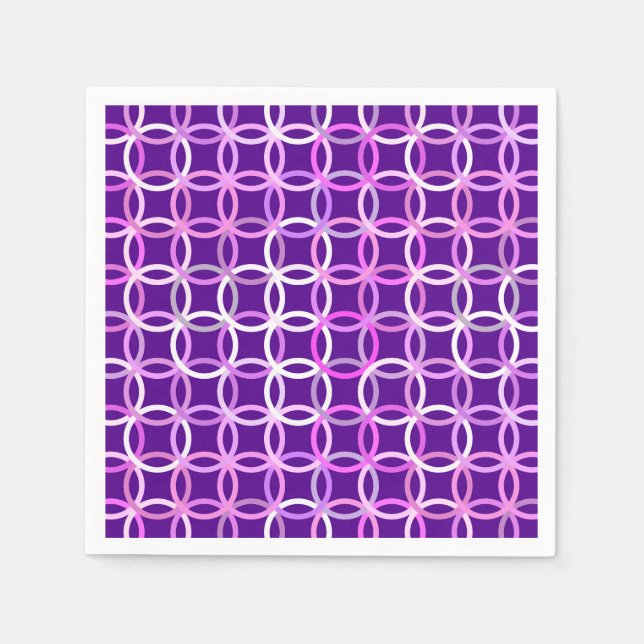 Serviette En Papier Mi-siècle Cercles modernes, améthyste et orchidée (Devant)
