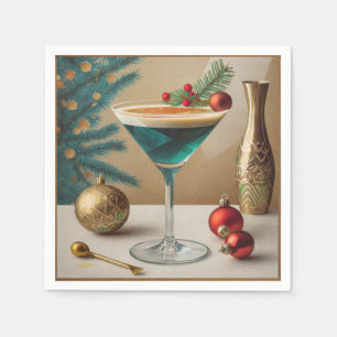 Serviette En Papier Mi-Siècle Cocktail de Noël Fête Happy Hour