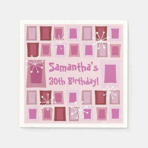 Serviette En Papier Mi-siècle moderne 30e anniversaire rose