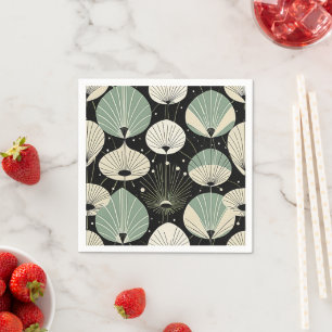 Serviette En Papier Mi-Siècle Moderne Atomique gouttes Vert Noir