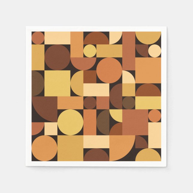 Serviette En Papier Mi-siècle moderne géométrique Orange (Devant)