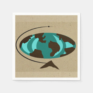 Serviette En Papier Mi-siècle moderne Globe Art jetable serviettes je