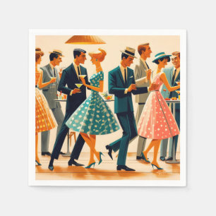 Serviette En Papier Mi-siècle Moderne Martinis Danser Cocktail Party