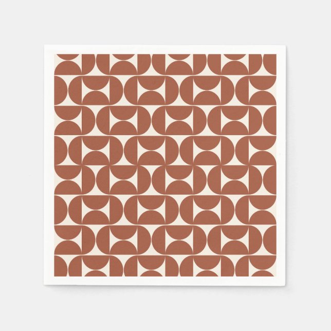 Serviette En Papier Mi-siècle Moderne Motif rouille Terracotta (Devant)
