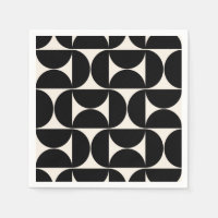 Mi-Siècle Moderne Motif Vintage Noir Et Blanc