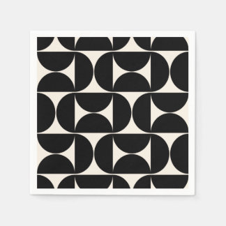 Serviette En Papier Mi-Siècle Moderne Motif Vintage Noir Et Blanc
